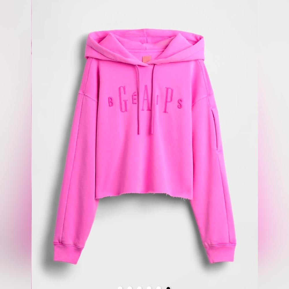 GAP Neon Pink Cropped Hoodie - Picture 2 of 12